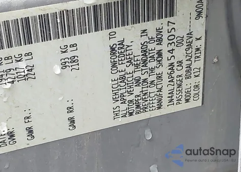 2010 Nissan Altima 2.5 z USA, uszkodzony, nr VIN 1N4AL2AP6AN543057